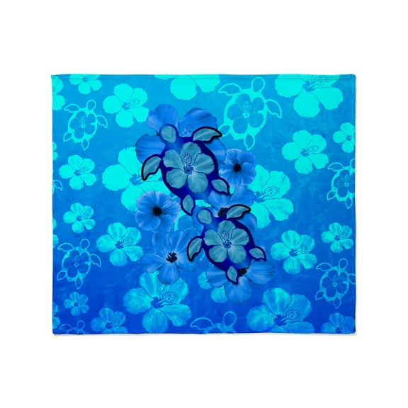 CafePress - Blue Honu Hibiscus Throw Blanket - Soft Fleece Throw Blanket, 50"x60" for All Ages