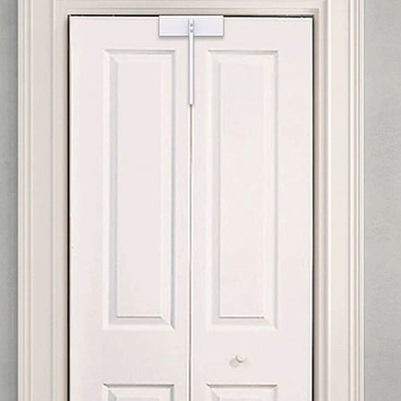 SEWOART Closet Door Lock in White Stainless Steel for Double Doors Easy Installation and Security