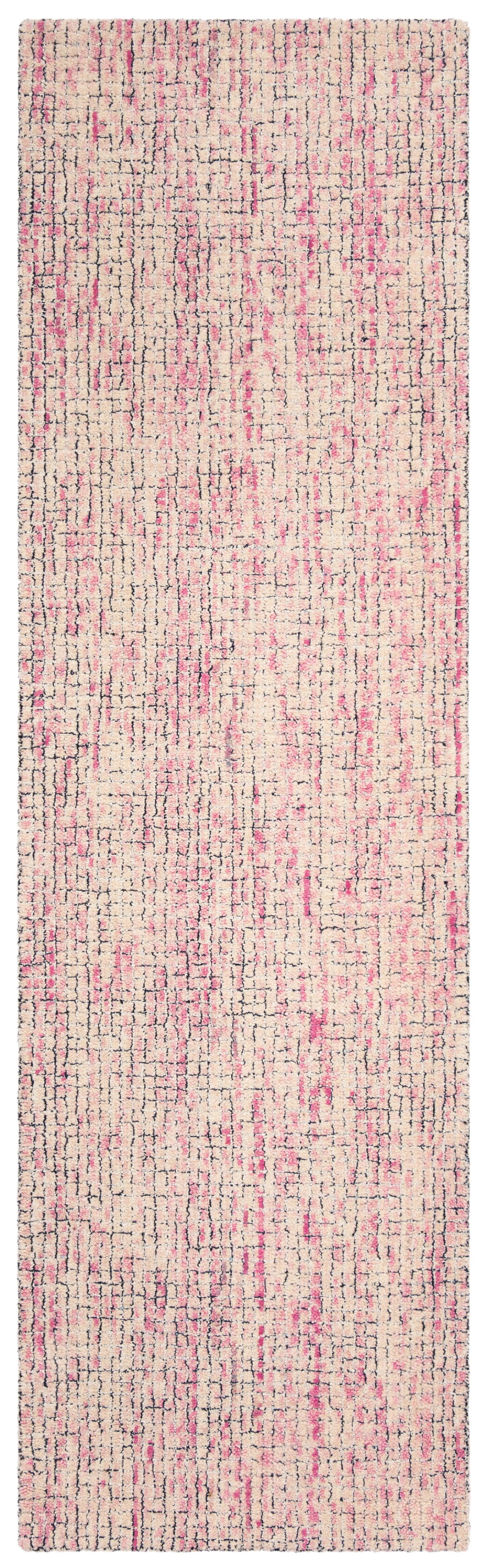 SAFAVIEH Abstract Devyn Geometric Wool Runner Rug, Ivory/Pink, 2'3" x 8'