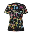 thumbnail image 6 of Zufioo Bright Mushrooms for Women's Deep V-neck Short-sleeved T-shirt, Top with Short Sleeves - with Stainless Steel Buckle, Moisture Wicking, Ideal Home Wear-X-Large, 6 of 9