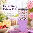 thumbnail image 4 of Biddlebee 30oz Insulated Stainless Steel Tumbler with Straw and Silicone Boot, Garden Blooms, 4 of 13