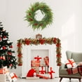 thumbnail image 2 of 71-Inch Lighted Christmas Flower Garland – Artificial Rattan with Red Berries, Pinecones & Encrypted Greenery for Holiday Decor, Doorway, Fireplace, Mall, Hotel, Window Ornament, 2 of 5