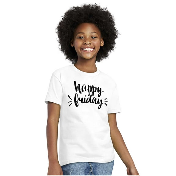 Happy Friday Weekend Vibes Fun TGIF Girls Kids T Shirt Tees Teen Brisco Brands XS