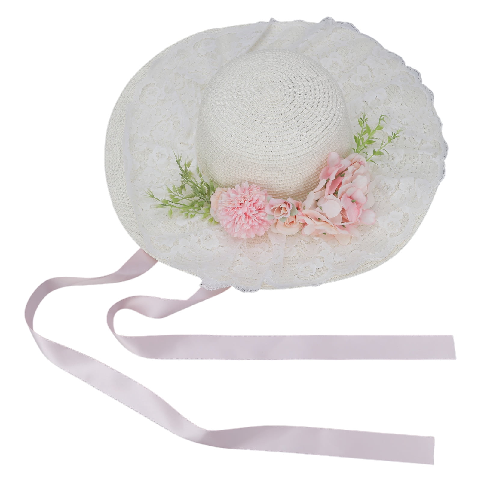lanema Women Sun Hat Flower Straw Bonnet Hat Elegant Beachwear Hat Spring Picnics Hat