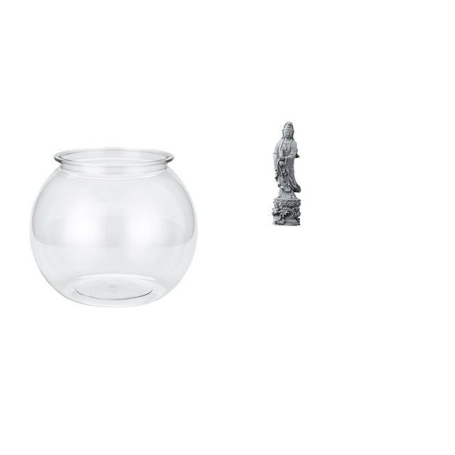 Acuario de escritorio,Pecera pequeña transparente,pecera,jarrón,mesa,Tanque de peces Contenedor de acuario transparente Hogar,Estatua de Guan Yin,Estatua de Guan Yin para decoración del hogar.