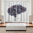 thumbnail image 2 of Ambesonne Industrial Kitchen Curtains, Mechanic Wheel Brain, 55"x39", Charcoal Grey, 2 of 3