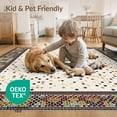 thumbnail image 4 of ODIKA 5'x7' Washable Area Rug Spotted Patchwork Tricolor Mosaic Bordered Abstract Inspired for Dining Room, Under Table, Home Office, Non-Slip Chair-Friendly, 4 of 7