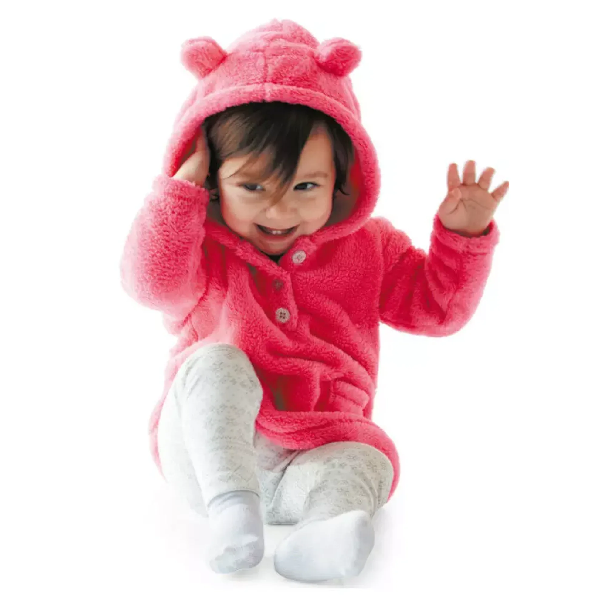 Gilet Bébé Fille 6-9 Mois Rose Et Noir à Capuche - Cardigan Boutonné