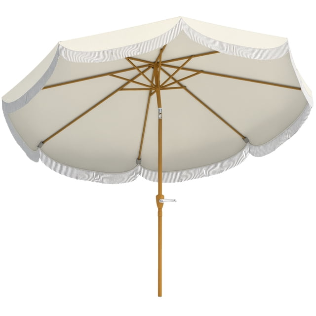 Outsunny Parasol de Patio 9 Pi UPF 30+ avec Évent, Parasol de Marché, Blanc Crème
