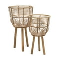 thumbnail image 1 of Sagebrook Home S/2 Wicker Planters 10/12", Natural, 1 of 4
