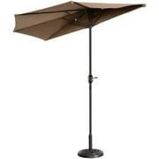 KUF 9ft Half-Umbrella Patio Umbrella Backyard Sun Shade with Crank Lift System Outdoor Half Umbrella