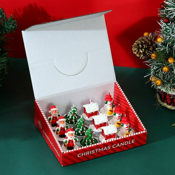 12pcs Christmas Snowman Candles Hotel Shopping Mall Window Scene Layout Candles For Party Wedding Spa Home Decoration