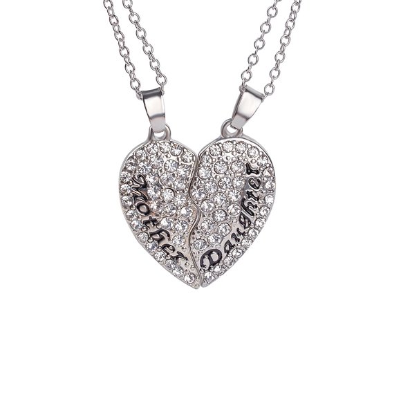 CIMAXIC mother's day Mother Daughter Pendant Necklace Mother's Day Gift for Mom Best Family Gift (Silver),1.18"X0.79"X0.39"
