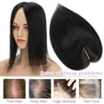 thumbnail image 3 of Benehair Real Hair Clip In Extensions Clip In Hairpiece Silk Base Topper Toupee Wiglet Top Hair Piece Crown 100% Remy Human Hair Big Cover New 13cm*15cm Black 6"-22", 3 of 11