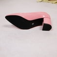 thumbnail image 5 of Pink High Heel Shoes For Women Solid Color Square Heel Pointed Toe Comfort Flats Suitable For Evening Parties And Everyday Wear Size 42, 5 of 9