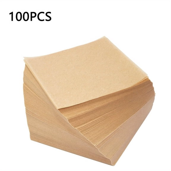 100Pcs Plastic-Coated Kraft Cake Slicer Sheets 5.9"x5.9", Non-Stick Greaseproof Food Separators, Square Deli Liners for Baking, Burger Stacking, Cookie & Meat Patty Divider, for Home/Restaurant Use