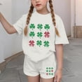 thumbnail image 4 of LckLvx Girls Boys St Patricks Outfit Cute Shamrock Graphic Short Sleeve T-Shirt and Shorts Kids Casual 2 Piece Outfit, 4 of 7