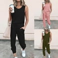 thumbnail image 6 of Auroural Womens Sets Clearance Women Loose Two-piece Sets Solid Sleeveless Tops Vest Casual Pants Sweatsuit, 6 of 6