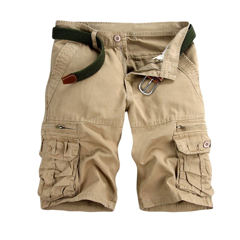 Zylanna Men's Shorts Cargo Pants, Multi-Pockets Straight Button