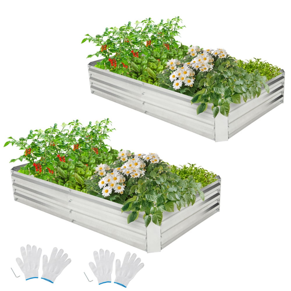 YYAo Garden Bed,Vegetables Growing Box,Metal Galvanized Raised Garden Bed with Open-Ended Base-6 x 3 ft