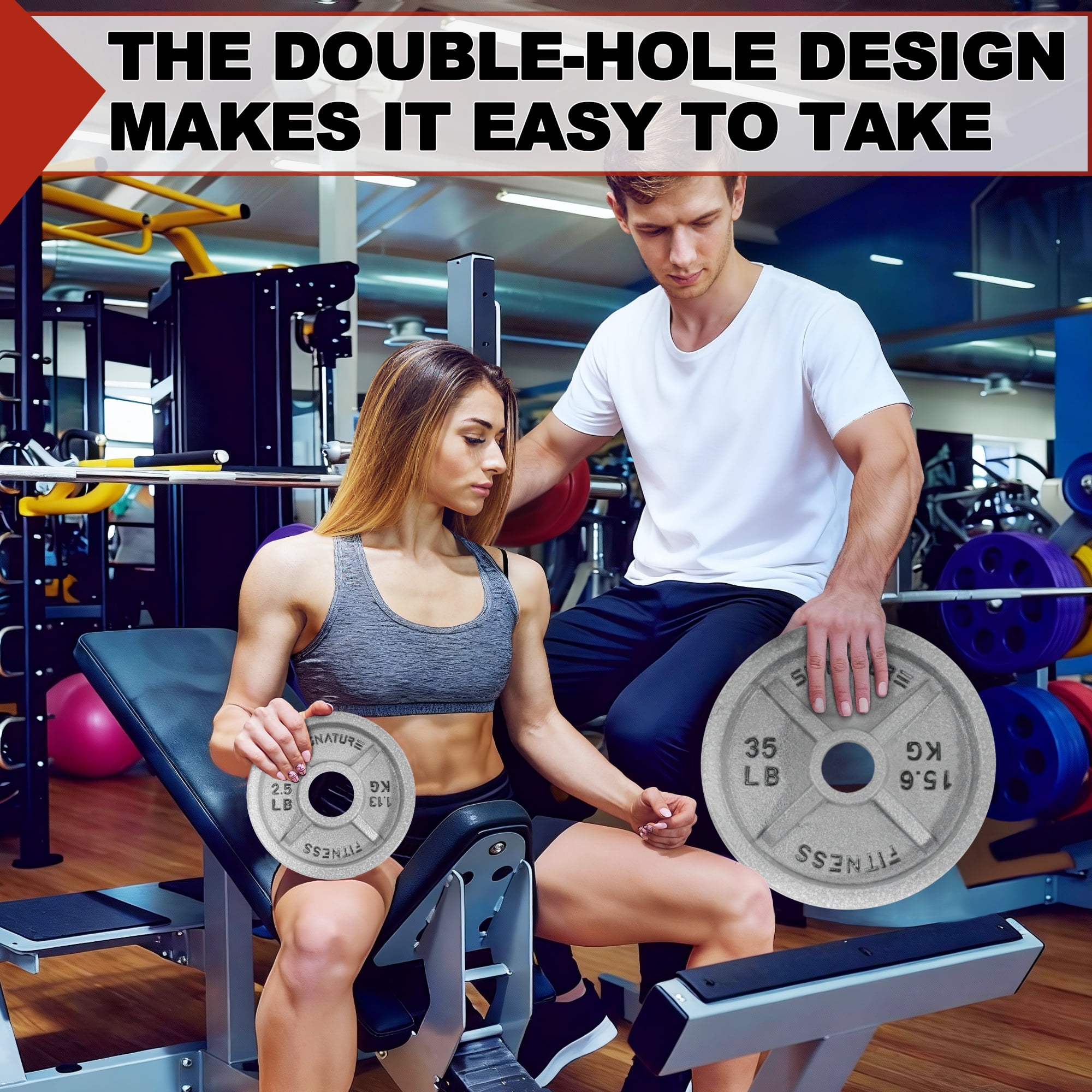 Flexwave Strength Training & Home Gym Weight Plates, 2-Inch, 80 lb