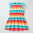 thumbnail image 2 of Children's Girls' Dress Short Sleeve Casual A Line Rainbow Stripes Strawberry Ladybird Buterfly Dresses, 2 of 9