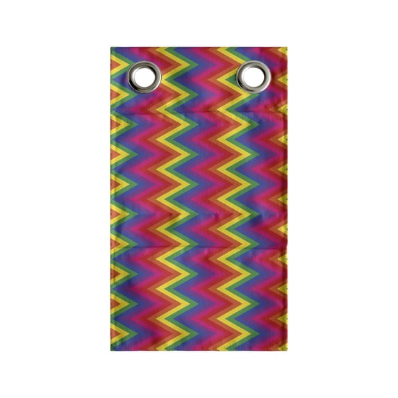 Groovy Hanging Pocket Organizer, Rainbow Zig Zag Vertical Chevron Pattern Geometric Striped Repeat Vibrant Colors, Printed Polyester Storage Bag with Pockets, 9" x 27", Multicolor