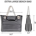 thumbnail image 4 of Bolsa de playa de lona impermeable extragrande con 4 bolsillos interiores para viajes, gimnasio, natación y playa Vacaciones-wtake, 4 of 5
