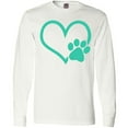 thumbnail image 3 of Inktastic Teal Heart With Paw Print Long Sleeve T-Shirt, 3 of 5