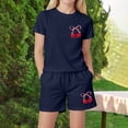 thumbnail image 2 of Caqnni Toddler Kid Girl Outfits Clothes Ruffle Short Sleeve Floral T-Shirt Top Summer Shorts T-Shirt Set Blue 4-5 Years, 2 of 4