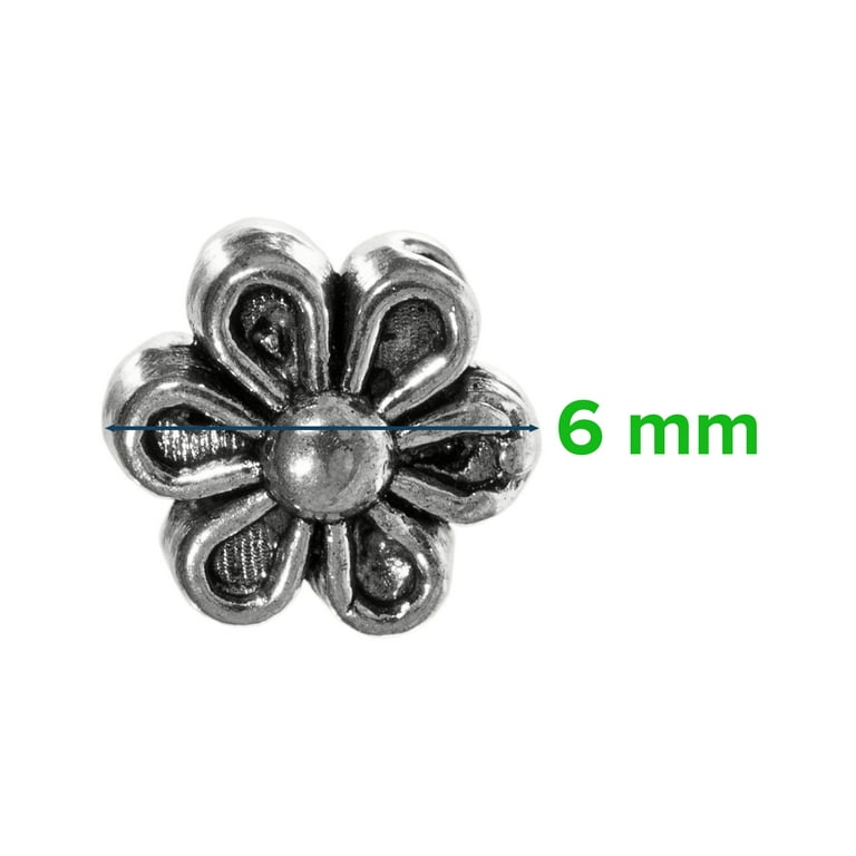 200pcs 10mm Flower Pattern Round Spacer Beads Sterling Silver Plated Brass Metal for Jewelry Craft Making Cf17-10