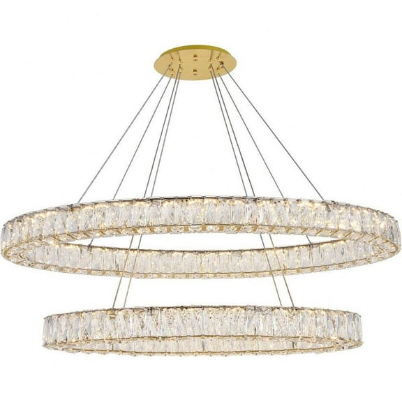 48 inch 90W Led 2-Tier Chandelier-Royal Cut Crystal Type-Gold Finish Bailey Street Home 390-Bel-4181892