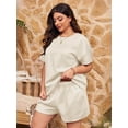 thumbnail image 2 of Womens 2 Pieces Loungewear Knit Sets Short Sleeved Casual Tops & Elastic Waist Shorts Pants Sport Wear, 2 of 6