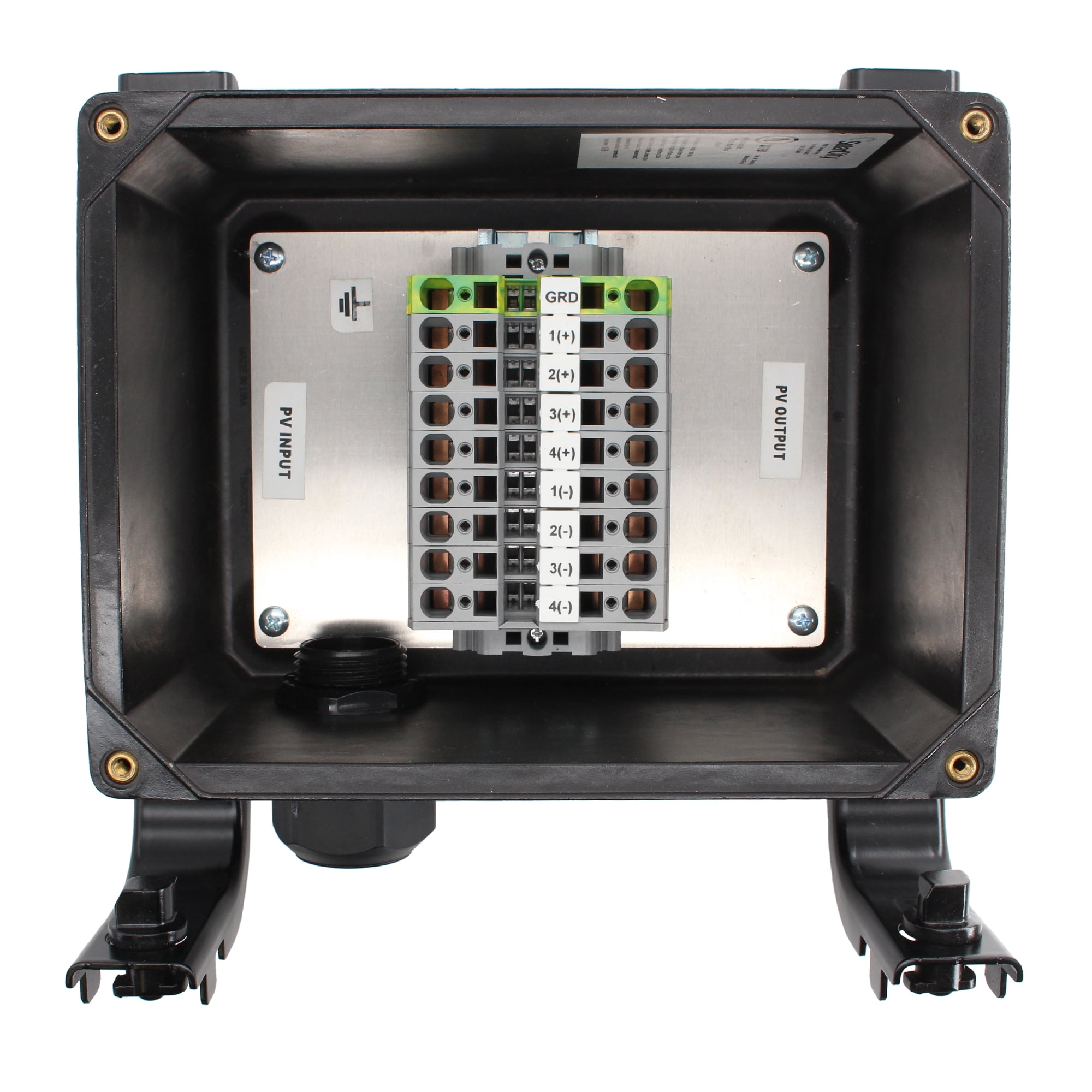 Vynckier EE-0011122-000 NM 4-String Grounded Non-Fused Photovoltaic Junction Box, Black