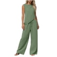 thumbnail image 2 of gbyLJF Women's 2 Piece Outfits Casual Loose Sleeveless Tank Top & Wide Leg Pant Sets 2026 Summer Travel Vacation Sets, 2 of 6