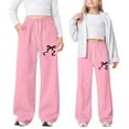 thumbnail image 4 of Girls Pants Summer Casual Pant Bow Tie Loose Jogger Pants Straight Leg Athletic Trousers with Back Pocket Comfort Playwear, 4 of 4