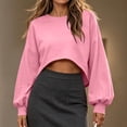 thumbnail image 2 of Besolor Crop Sweatshirts for Women Crewneck Long Sleeve Tops Casual Loose Fall Workout Running Pullover Tops(Medium,Pink), 2 of 5