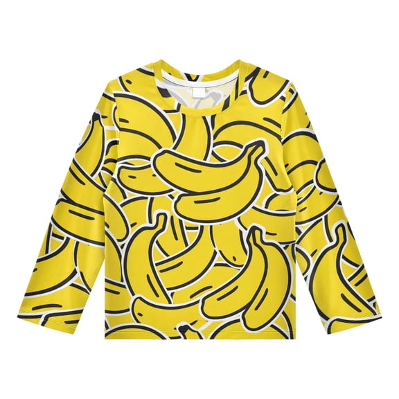 Banana Pattern Boys' Rash Guard Shirts UPF 50 Plus Sun Protection Short Sleeve Swim Tees 3T
