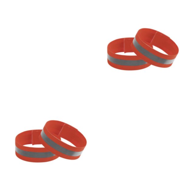 Yuarrent 2X Bandas reflectantes Brazo Cinturón Brazalete Led Muñequera elástica Cinta reflectora Alta visibilidad para caminar Bicicletas Naranja Rojo/4CM 2Conjunto