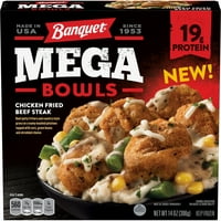 Banquet Mega Bowls Chicken Fried Beef Steak Frozen Dinner, 14 Ounce
