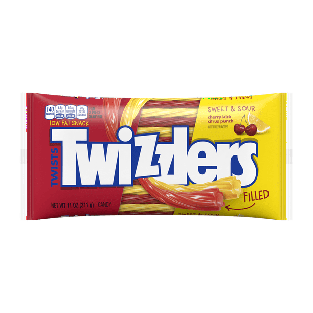 Twizzlers, Filled Sweet & Sour Cherry Kick Citrus Punch Twists, 11 Oz