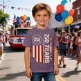 thumbnail image 2 of ibiyuan 250 Anniversary Usa Shirt Kids Red White and Blue America 250 Flag Girls T-Shirts Crew Neck Short Sleeve Shirts Patriotic Basic Tee Family Vacation Trip Tee, 2 of 6