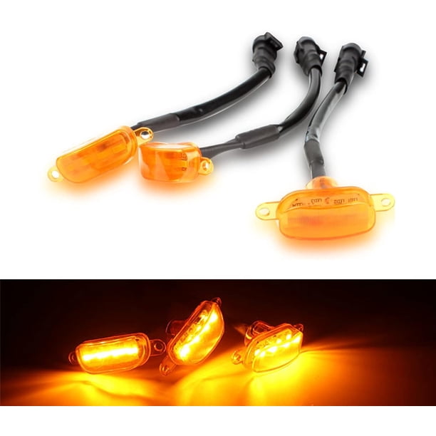 3 luces LED para parrilla delantera de coche, compatibles con Ford F150, F250 y F350 Raptor (2004-2019) y Dodge Ram 1500 (2013-2018), lente amarilla LED.