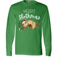 thumbnail image 3 of Inktastic Merry Slothmas Cute Christmas Sloth in Hat with Lights Long Sleeve T-Shirt, 3 of 5