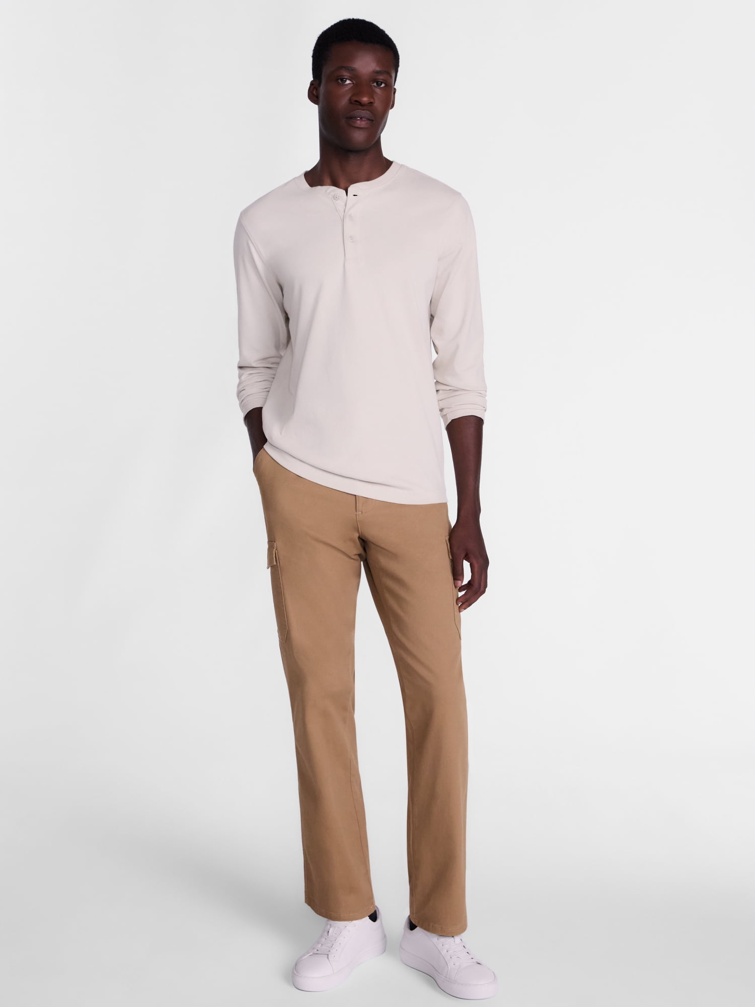 George Men's Henley Shirt with Long Sleeves, Sizes S-5XB