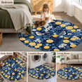 thumbnail image 5 of Round Rugs 4Ft, Lemon Bird Round Area Rug Washable Indoor Throw Carpet, Blue Yellow Pastoral Flowers Plant Summer Soft Non Slip Circle Rug for Kitchen Nursery Room Home Decor Aesthetic, 5 of 8