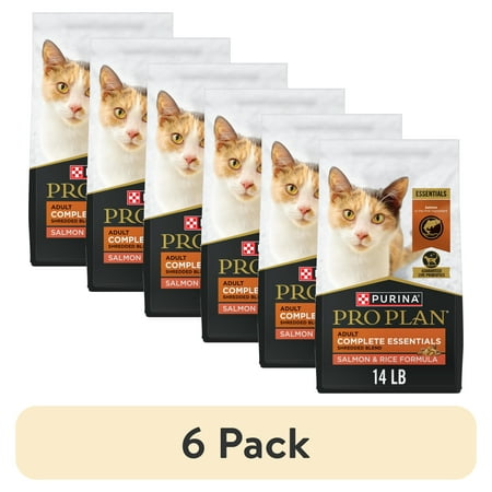 (6 pack) Purina Pro Plan Complete Essentials Shredded Blend Salmon and Rice Formula Adult High-Protein Dry Cat Food