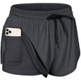 thumbnail image 1 of Pantalones cortos atléticos para correr con cordón en la cintura para mujer con bolsillo interior con forro Xemadio HMHZ843-2, 1 of 6