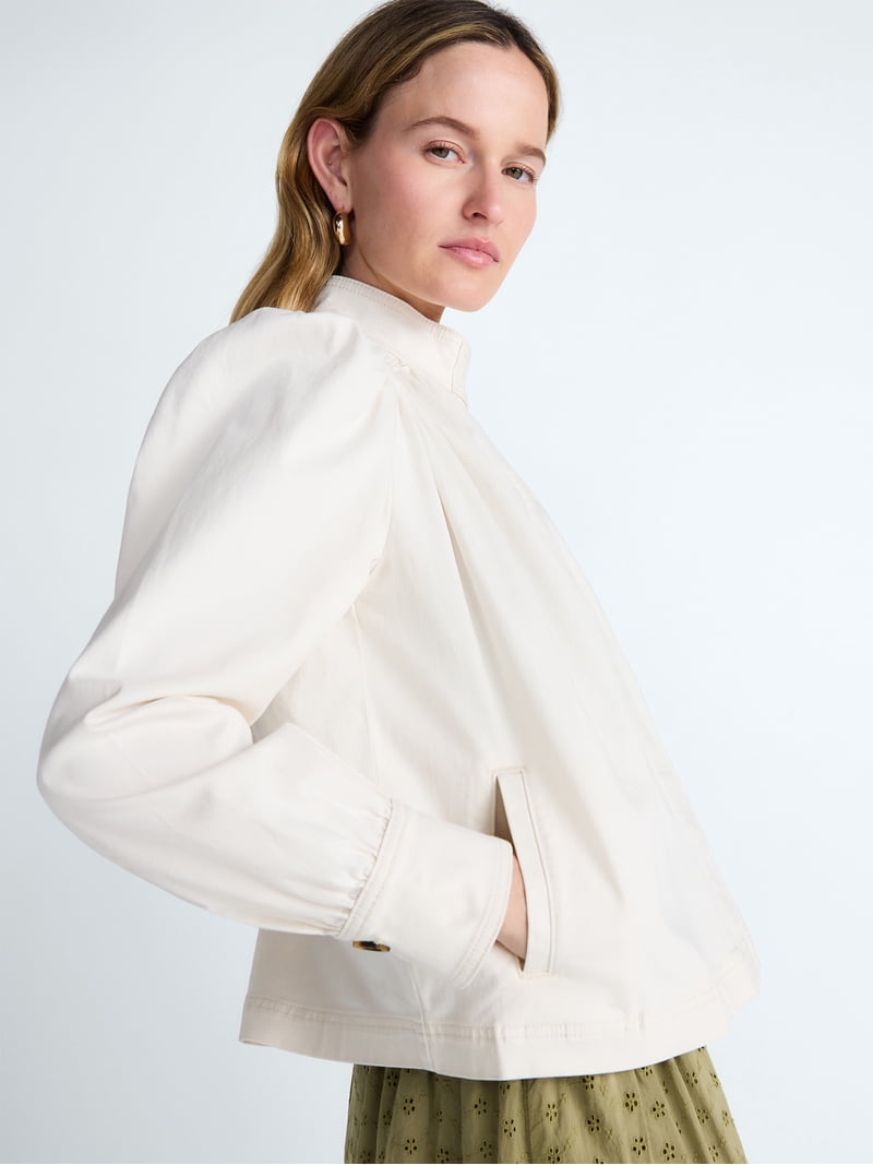 Scoop Women's Cropped Ruched Jacket, Sizes XS-XXL - Walmart.com