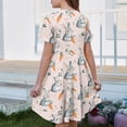 thumbnail image 6 of YOUYEDIAN Girls Easter Dress Kids Festival Cute Bunny Print A-Line Dresses Teen Casual Short Sleeve Crew Neck Sundress with Pockets (Light Gray, 9-10 Years), 6 of 6